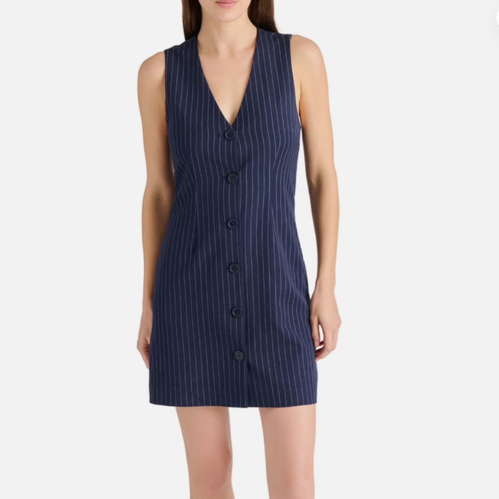 Steve Madden Pin Stripe Button Down Suit Dress